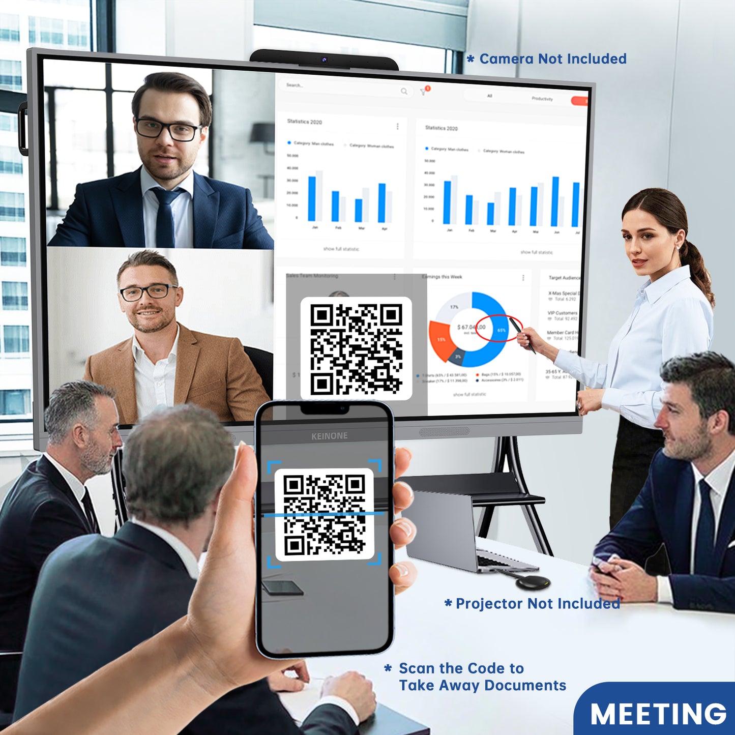 55 inch Smart Board 8+128 – Android 14, Google EDLA-Certified 4K Interactive Flat Panel