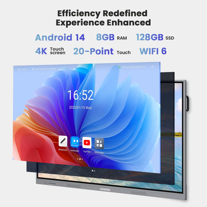55 inch Smart Board 8+128 – Android 14, Google EDLA-Certified 4K Interactive Flat Panel