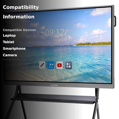 55'' 4K Smart Board, Android 14 OS 8+128 GB Interactive Whiteboard, Electronic Digital Whiteboard with Open App Ecosystem, Touchscreen Smart Board for Home, Office and Classroom, Gray