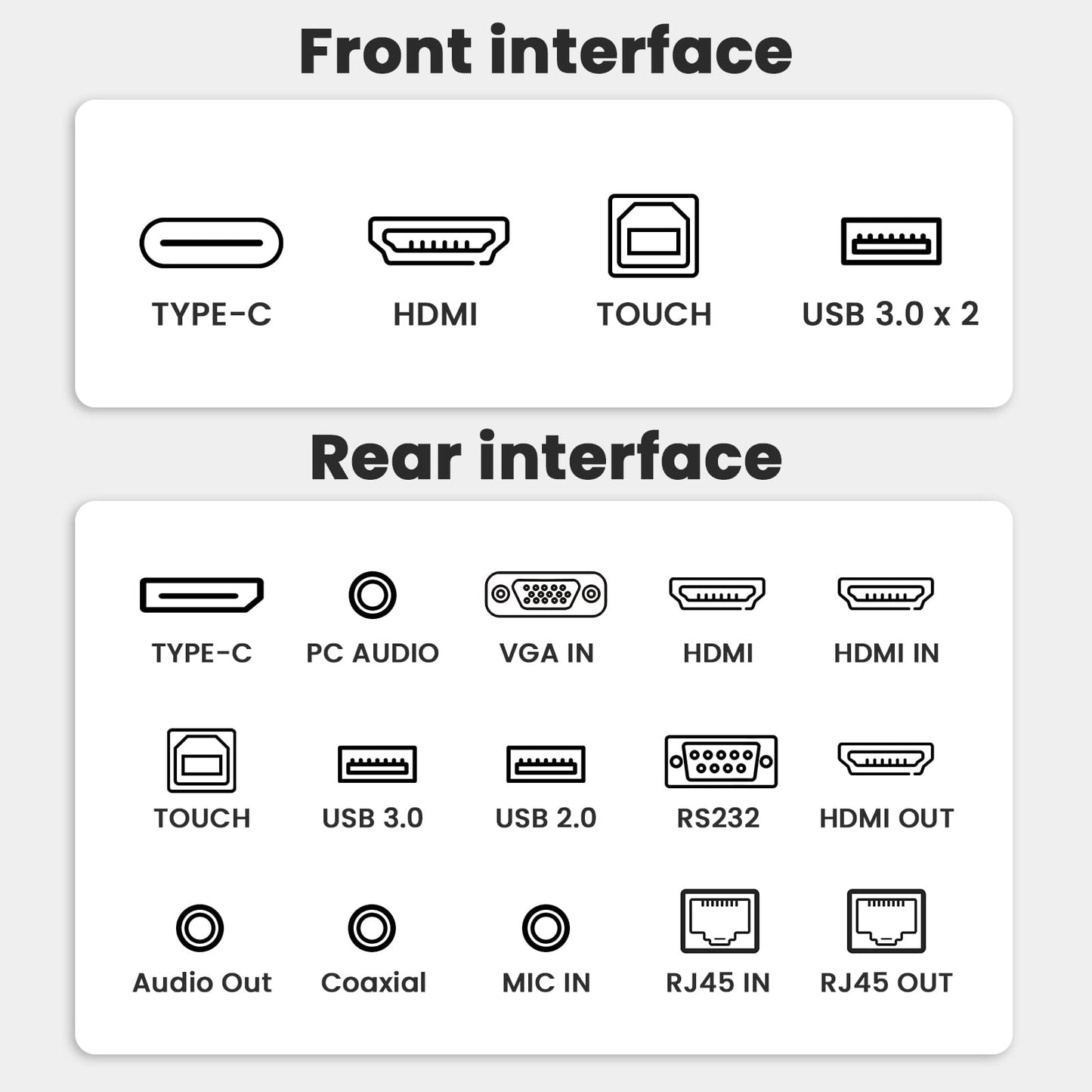 55'' 4K Smart Board, Android 14 OS 8+128 GB Interactive Whiteboard, Electronic Digital Whiteboard with Open App Ecosystem, Touchscreen Smart Board for Home, Office and Classroom, Gray