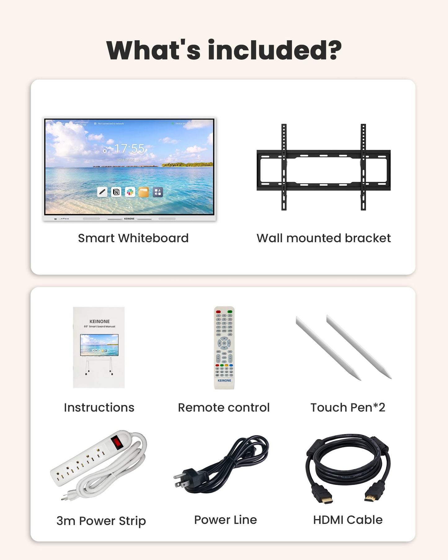 Interactive Smart Board for Classroom, 55” 8+128 GB Electronic Digital Whiteboard Built-in Android OS & Open App Ecosystem - 4K Touchscreen Smartboard for Home Office School Studio Display