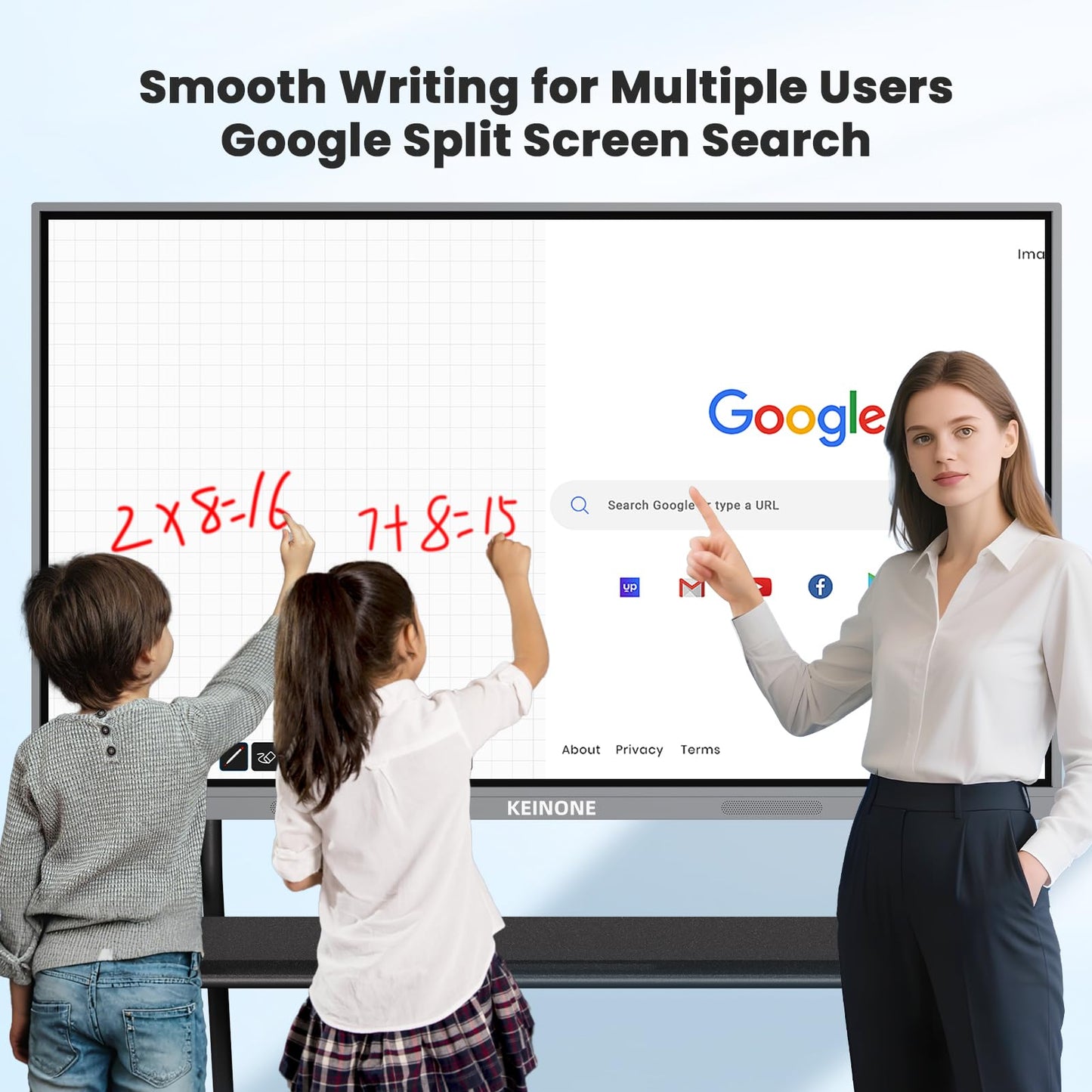 55'' 4K Smart Board, Android 14 OS 8+128 GB Interactive Whiteboard, Electronic Digital Whiteboard with Open App Ecosystem, Touchscreen Smart Board for Home, Office and Classroom, Gray