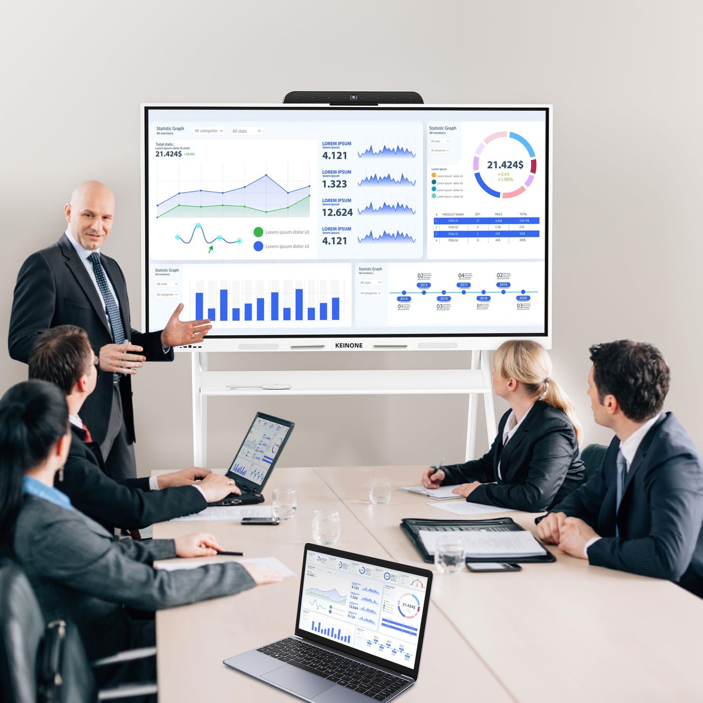 Interactive Smart Board for Classroom, 55” 8+128 GB Electronic Digital Whiteboard Built-in Android OS & Open App Ecosystem - 4K Touchscreen Smartboard for Home Office School Studio Display