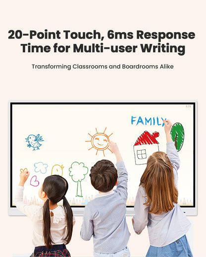 Interactive Smart Board for Classroom, 55” 8+128 GB Electronic Digital Whiteboard Built-in Android OS & Open App Ecosystem - 4K Touchscreen Smartboard for Home Office School Studio Display