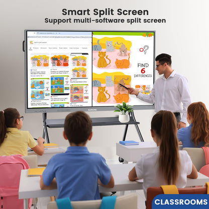 55'' 4K Smart Board, Android 14 OS 8+128 GB Interactive Whiteboard, Electronic Digital Whiteboard with Open App Ecosystem, Touchscreen Smart Board for Home, Office and Classroom, Gray