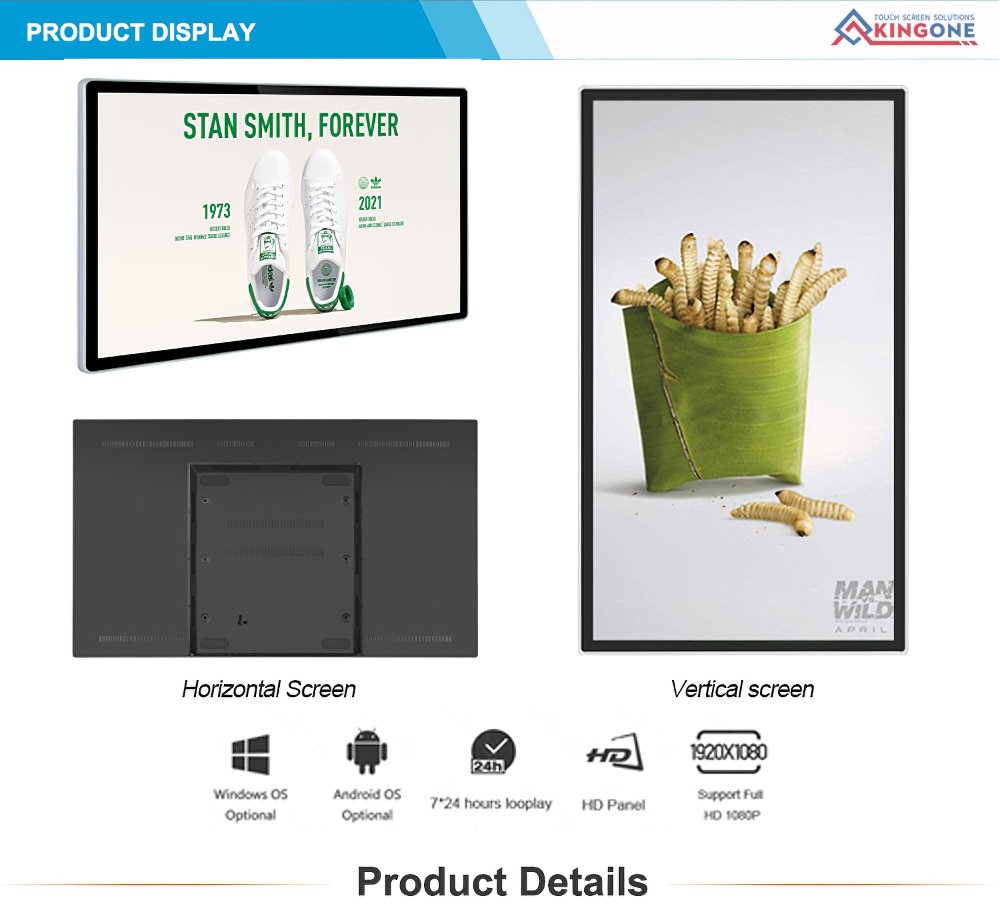 Indoor 43 Inch Full Hd Touch Screen Digital Signage Advertising Machine Wall Mounted Advertising Lcd Display(图1)
