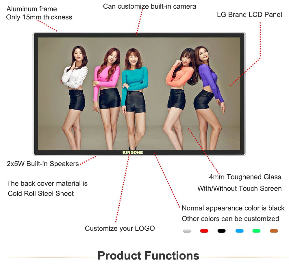 Indoor 43 Inch Full Hd Touch Screen Digital Signage Advertising Machine Wall Mounted Advertising Lcd Display(图2)