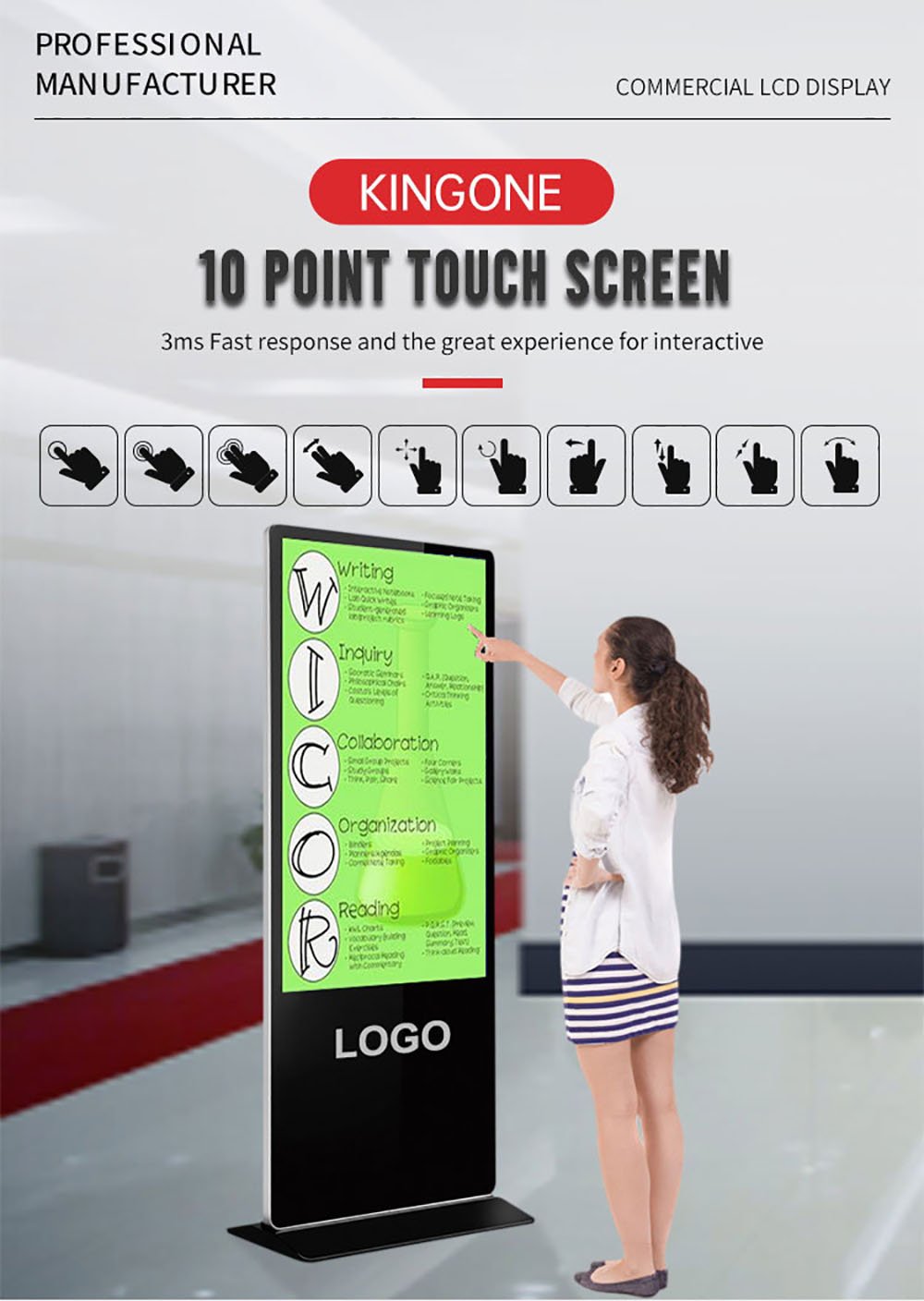 New Design floor standing 55 inch indoor smart lcd advertisement interactive digital signage kiosk (图3)